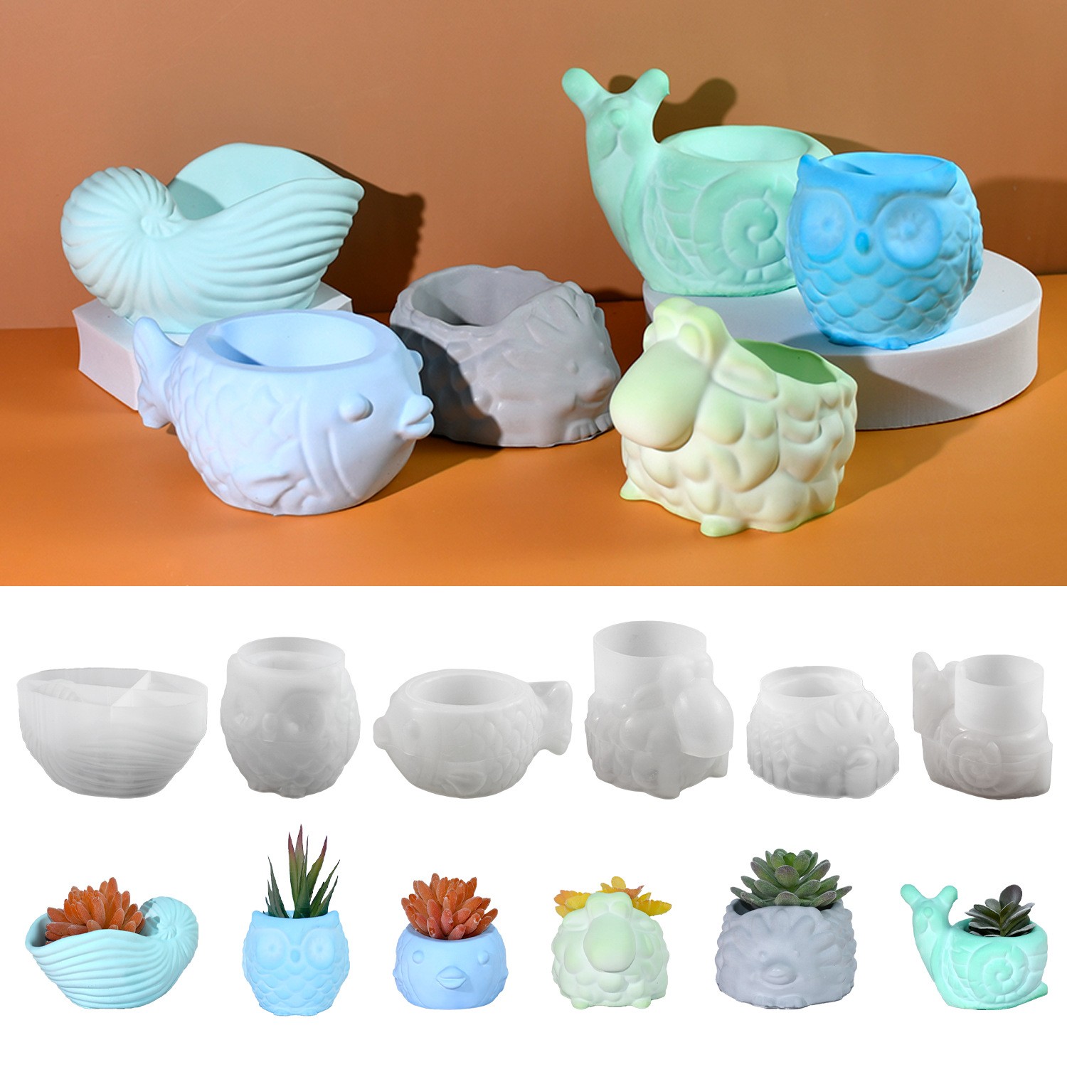 3D Printing Epoxy Resin - Cetakan Silikon Pot Bunga Hewan 3D