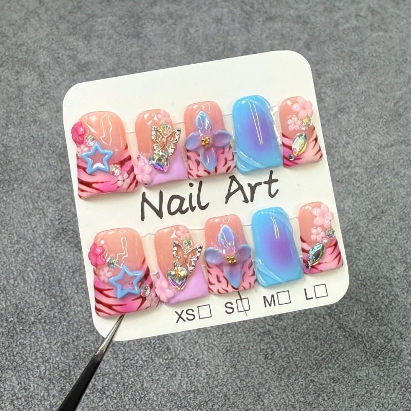 3D Printing Nails - 10pcs Kuku Palsu Buatan Tangan Bentuk