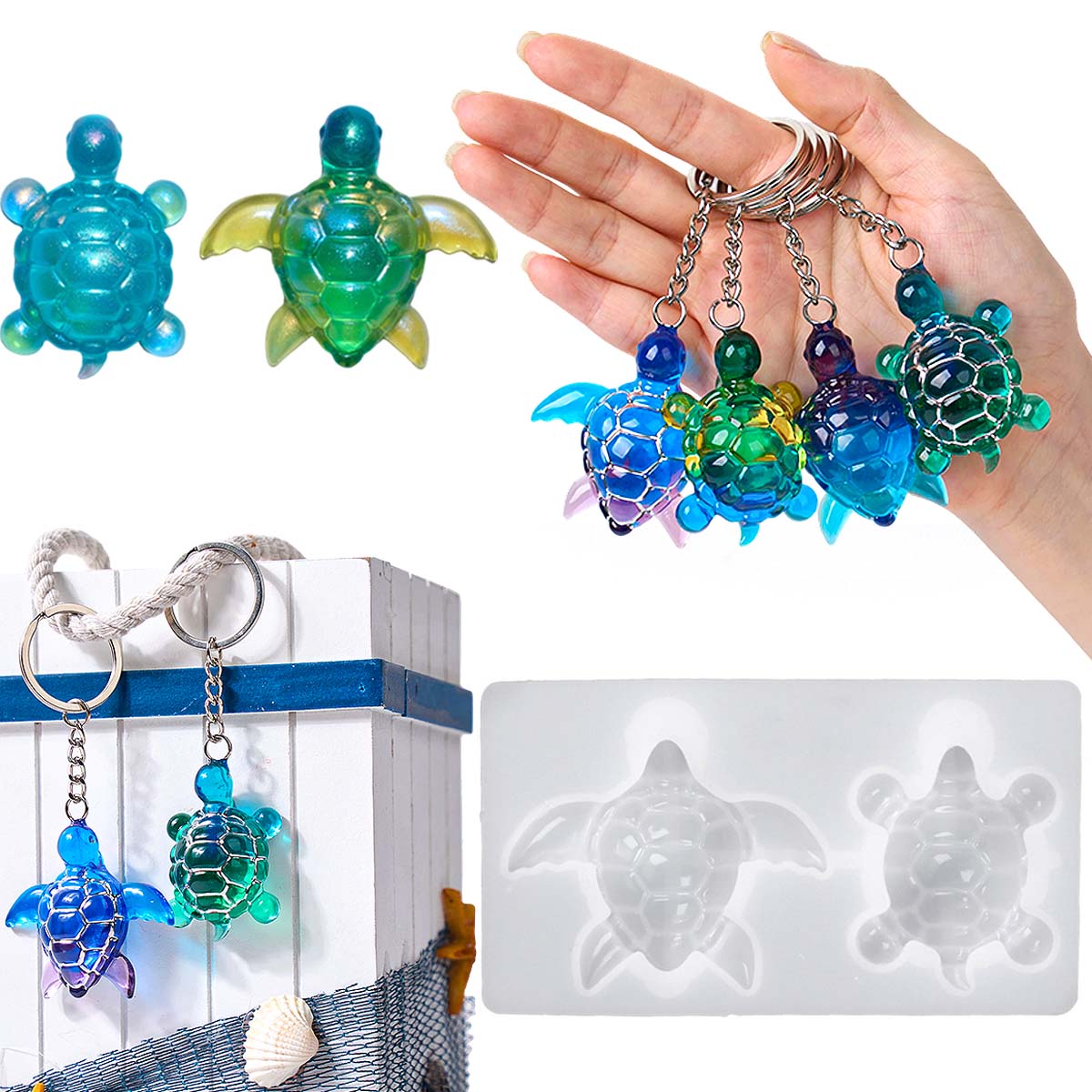 3D Printing Epoxy Resin - Cetakan Silikon Gantungan Kunci Penyu 3D