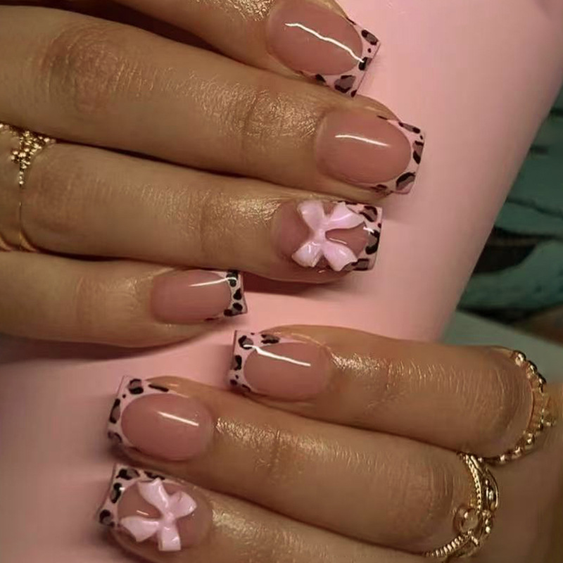 Kuku Palsu Pink Leopard Print  - 3D Printing Nails ulasan dan harga