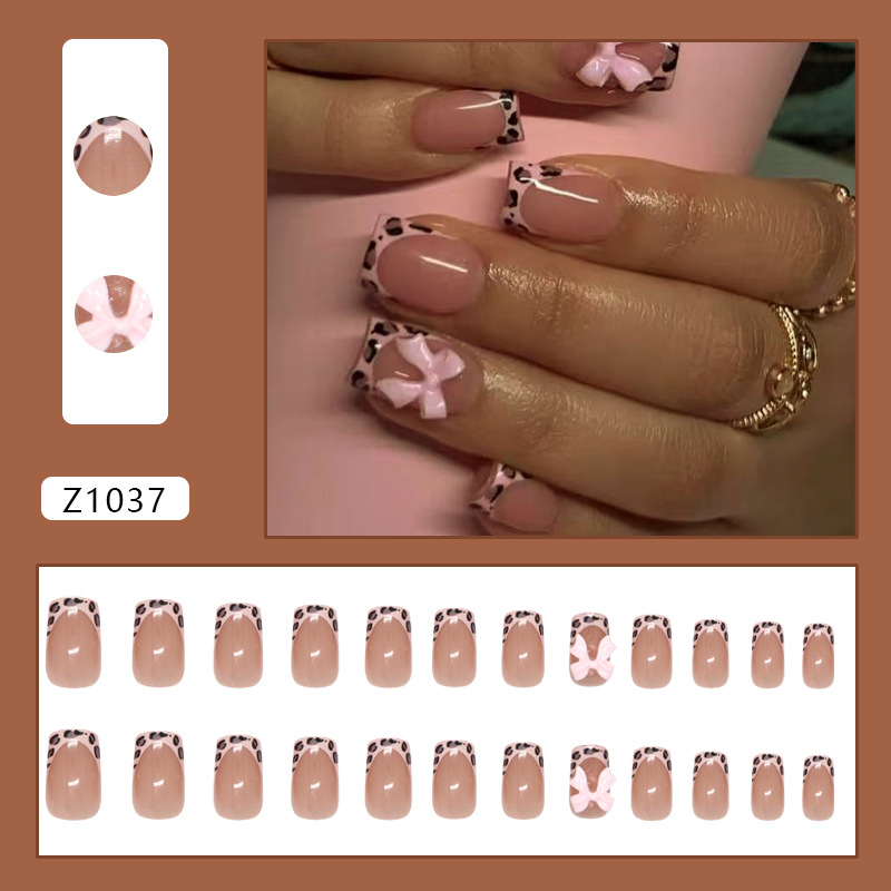 Kuku Palsu Pink Leopard Print  - 3D Printing Nails ulasan dan harga